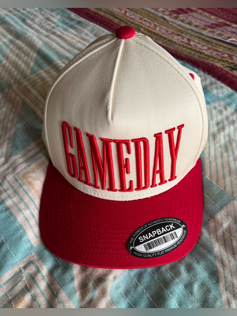 GAMEDAY Red & Cream Snapback Hat